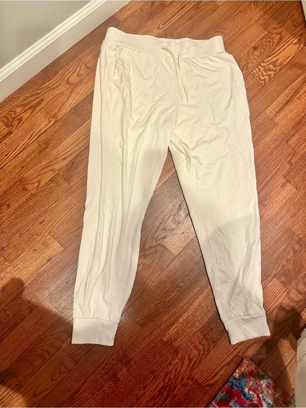 Women’s Cream Drawstring Joggers - Cozy Tapered Track Pants
